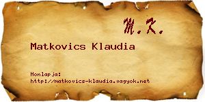 Matkovics Klaudia névjegykártya